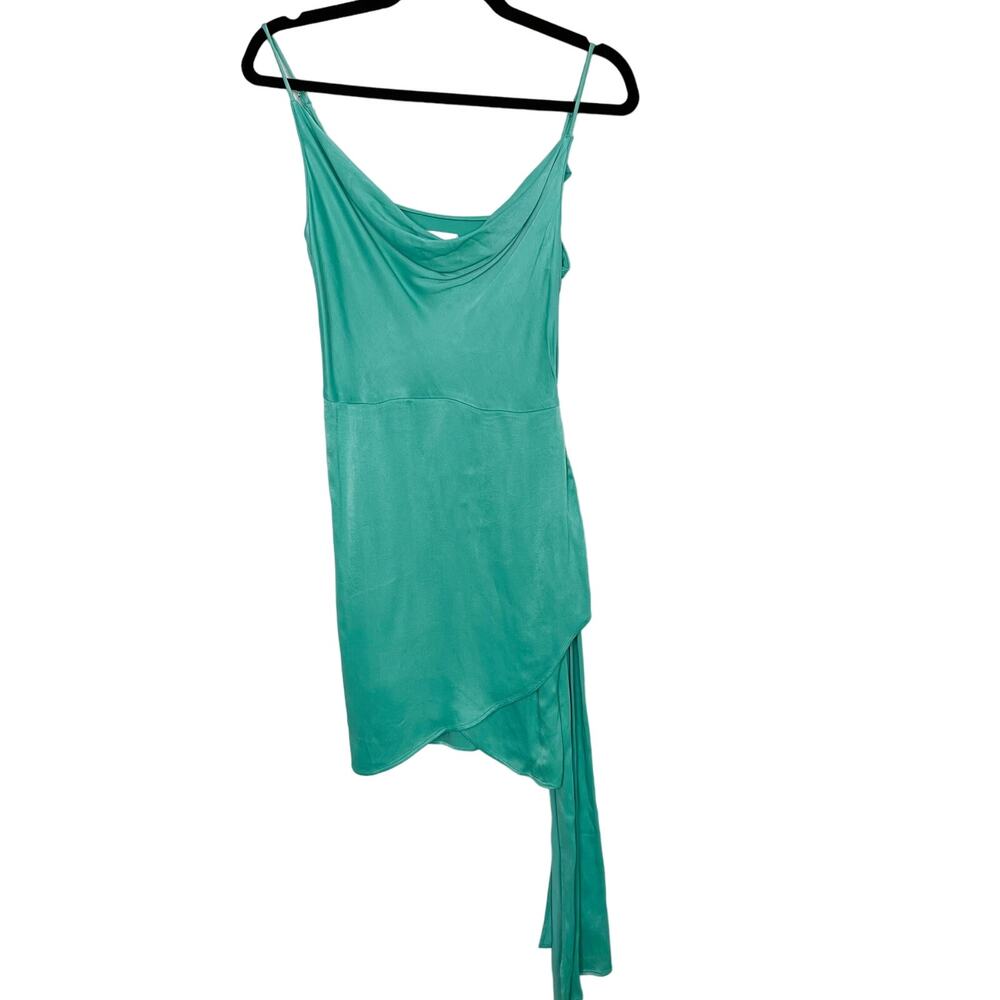 Saylor Mykonos Cowl Neck Asymmetrical Dress in Waterfall Green Small S Cocktail